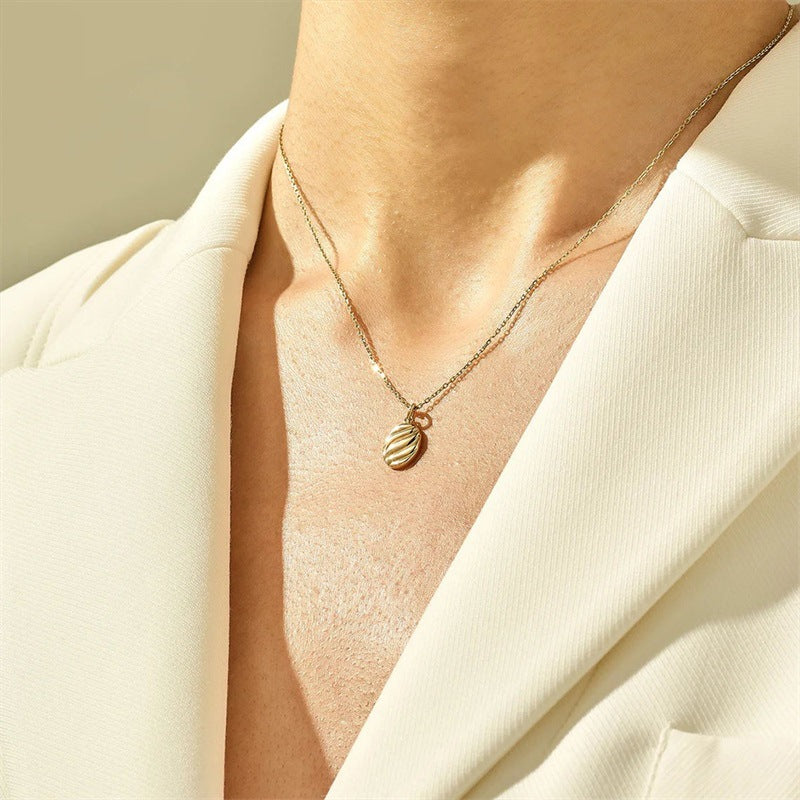 Geometric Ellipse Pendant Necklace