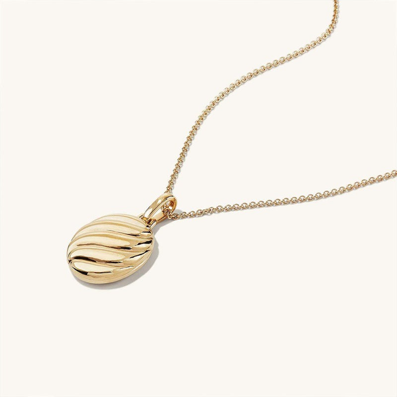 Elegant Geometric Ellipse Pendant Necklace in Gold Stainless Steel